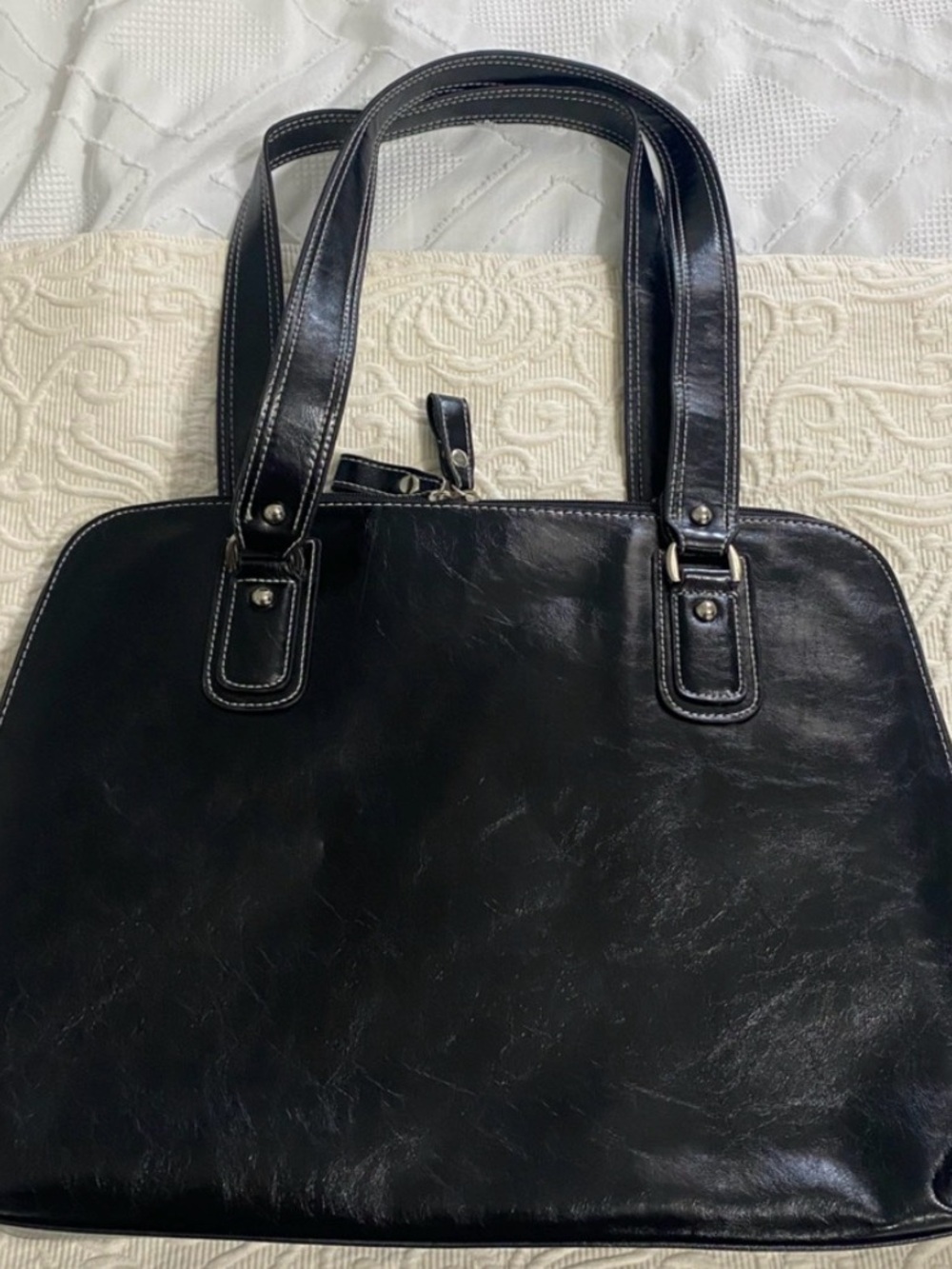 Samsonite Black Leather-Style Double-Handle Tote